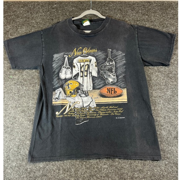 Home Team Advantage Other - VINTAGE 90s New Orleans Saints T Shirt Mens XL Black Home Team Advantage NFL Tee